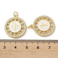 Brass Micro Pave Clear Cubic Zirconia Pendants&nbsp;KK-C045-10G