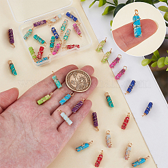 36Pcs 9 Colors Dyed Synthetic Imperial Jasper Copper Wire Wrapped Pendants&nbsp;PALLOY-FG00003