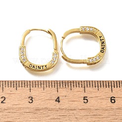 真鍮製キュービックジルコニアフープピアス  カドミウムフリー＆鉛フリー  上品な言葉  18KGP本金メッキ  17x3mm&nbsp;EJEW-M048-07G