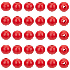 Spray Painted Round Natural Schima Wood Beads&nbsp;WOOD-PA0001-81B-01
