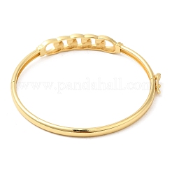 Brass Curb Chains Shape Hinged Bangle with Cubic Zirconia for Women&nbsp;BJEW-K229-01G