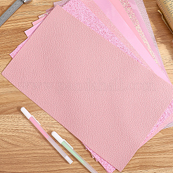 長方形の合成皮革生地8枚  DIYクラフト用品  ピンク  330x200x0.5mm&nbsp;FIND-WH20020-24A