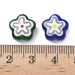 手作りランプワークビーズ  花  ミックスカラー  12x12x6mm  穴：1.2mm&nbsp;LAMP-F040-01