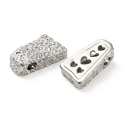 テクスチャード真鍮ビーズ  台形  プラチナメッキ  18x10.5x6mm  穴：3.5x2.5mm&nbsp;KK-H455-05P