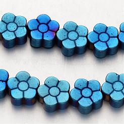 電気メッキ磁気無し合成ヘマタイトビーズ連売り  花  ミックスカラー  8x3mm  穴：1mm  約54個/連  15.7インチ&nbsp;G-F300-07