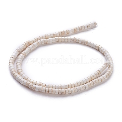 天然マグネサイトビーズ連売り  ヒシビーズ  フラットラウンド/ディスク  4~4.5x2.5mm  穴：0.7mm  約167個/連  15.43インチ（39.2cm）&nbsp;G-H230-37