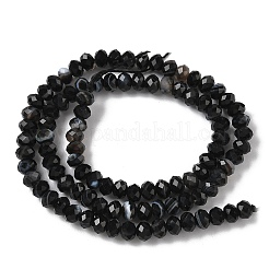 天然バンデットアゲートビーズ連売り  ロンデル  多面カット  染め＆加熱  ブラック  5.5~6.5x4.5mm  穴：1mm  約91~94個/連  15.35''（39cm）〜15.43''（39.2cm）&nbsp;G-D344-A34-01