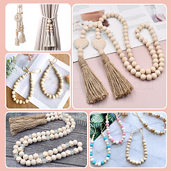 250Pcs 2 Styles Undyed Oil Coated Wooden Beads&nbsp;WOOD-PA0001-54