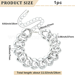 女性用アルミ製チャンキーキューバンリンクチェーンチョーカーネックレス1個  プラチナ  11.02インチ（28cm）&nbsp;NJEW-SP0001-11P