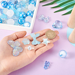 DIYビーズジュエリー作りの発見キット  アクリルビーズとプラスチックビーズを含む  ハート＆バタフライ＆クマ＆フラワー＆スター  ディープスカイブルー&nbsp;DIY-BT0001-52
