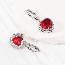 Valentine's Day Heart Brass & Glass Hoop Earrings&nbsp;EJEW-Z164-23P-01