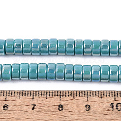 ABカラーメッキ不透明ガラスビーズ連売り  フラットラウンド  空色  6~6.5x3mm  穴：1~1.2mm  約111~119個/連  14.17~15.16''（36~38.5センチメートル）&nbsp;GLAA-T026-3x6mm-P08