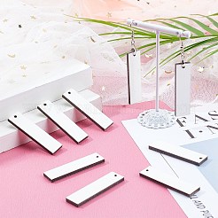 木材ダングルピアス  真鍮のピアスフックとアイスピックピンチベイル  長方形  プラチナ  矩形：50x13x3mm  穴：2mm  ピアスフック：30mm  ピン：0.7mm  10セット /箱&nbsp;EJEW-SC0001-19P