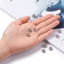 合金ラインストーンのヨーロッパのビーズ  大穴ビーズ  ロンデル  白金金属色  クリスタル  11x6mm  穴：5mm&nbsp;X-CPDL-H998-18