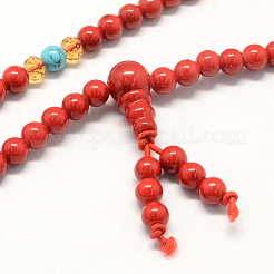 4-Loop Wrap Buddha Meditation Yellow Jade Beaded Bracelets&nbsp;BJEW-R040-6mm-09