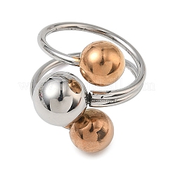 304ステンレススチールラウンドラップオープンカフリング女性用男性用  ミックスカラー  usサイズ6~10（16.5~19.8mm）&nbsp;RJEW-Q815-06G-M