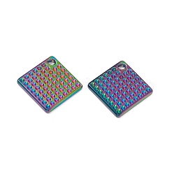イオンプレーティング（IP）304ステンレスペンダント  ひし形チャーム  虹色  20x20x2mm  穴：1.6mm&nbsp;STAS-B031-37R