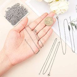 トレンディなユニセックス 304 ステンレス ケーブル チェーン ネックレス  カニカン付き  ステンレス鋼色  17.7インチ（44.9cm）  30個/箱&nbsp;STAS-UN0003-39P