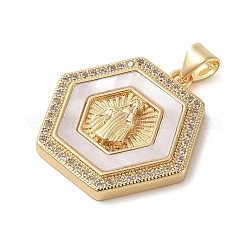 Brass Micro Pave Cubic Zirconia Pendants&nbsp;KK-I712-52G-08