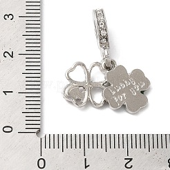 Rack Plating Alloy Crystal Rhinestone European Dangle Charms&nbsp;PALLOY-S189-26P