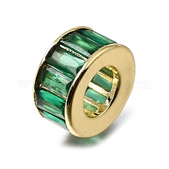 Brass Pave Cubic Zirconia European Beads&nbsp;KK-C262-14G-03