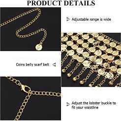 Alloy Multi Layers Flat Round Waist Belt with Curb Chains&nbsp;FIND-WH20010-06G