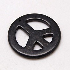 合成ハウライトビーズ  染め＆加熱  ピースサイン  ブラック  55x5mm  穴：1mm  約46個/1000g&nbsp;TURQ-L014-55mm-05D