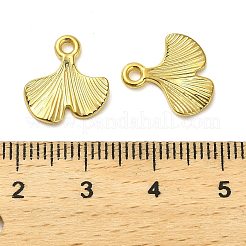 304ステンレスペンダント  ゴールドカラー  イチョウ葉  13x12.5x2mm  穴：1.6mm&nbsp;STAS-D195-01G-02