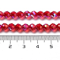 電気メッキガラスビーズセット  多面カット  双円錐形  ファイヤーブリック  5.5~6x5mm  穴：1.2mm  約78~79個/連  15.35~15.55''（39~39.5センチメートル）&nbsp;GLAA-A014-02E
