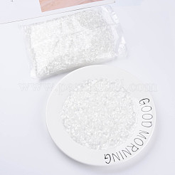 ガラス竹ビーズ  模造キャットアイ  丸い穴  乳白色  3~8x2mm  穴：0.7mm  約450g /ポンド&nbsp;SEED-N005-001-E01