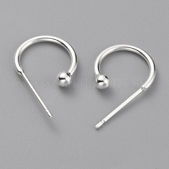 ブラス Cシェイプ フープ サークル ボール スタッド ピアス  ミックスカラー  12x18x2.8mm  ピン：0.8mm&nbsp;KK-O131-07