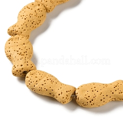 魚で染めた天然の溶岩石ビーズ連売り  ゴールド  21.5x12x6mm  穴：1.6mm  約19個/連  16.14''（41センチメートル）&nbsp;G-O126-01A-08