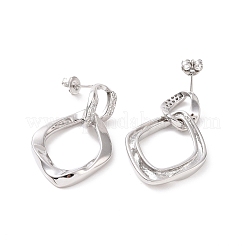 Clear Cubic Zirconia Double Twist Rhombus Dangle Stud Earrings&nbsp;EJEW-G332-04P