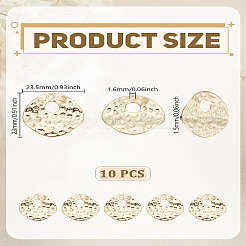 10 個ラックメッキ合金ペンダント  カドミウムフリー＆鉛フリー  オーバル  ライトゴールド  23x23.5x1.5mm  穴：1.6mm&nbsp;FIND-LP0005-79