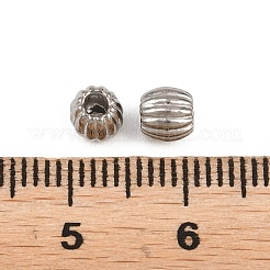 304ステンレススチールビーズ  段ボールビーズ  ステンレス鋼色  コラム  5x5mm  穴：1.6mm&nbsp;STAS-D394-02F-P