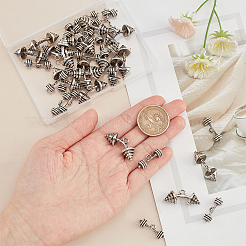 40個2スタイルチベットスタイルチベットスタイル合金ペンダント  スポーツチャーム  ダンベル  アンティークシルバー  8~13x25~30x8~11.5mm  穴：2~3mm  20個/スタイル&nbsp;FIND-DC0002-02