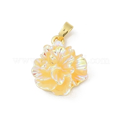 UVメッキ真鍮ペンダント  花  樹脂と  虹色の  ラックめっき  長持ちメッキ  鉛フリー＆カドミウムフリー  18KGP本金メッキ  ミックスカラー  18x16x8mm  穴：5x2mm&nbsp;KK-R213-15G