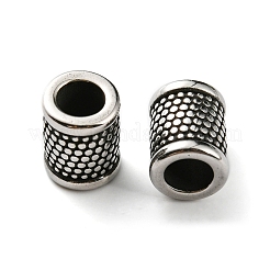 レトロ 304 ステンレススチール 大穴バレルビーズ  アンティークシルバー  13.5x10.5mm  穴：6.3mm&nbsp;STAS-E073-05