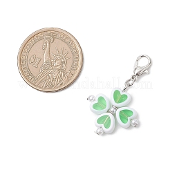 Clover Plastic with ABS Plastic Imitation Pearl Pendant Decorations&nbsp;HJEW-JM04655