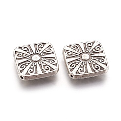 チベット風合金ビーズ  菱形  アンティークシルバー  20x20x4mm  穴：1mm&nbsp;PALLOY-E460-02AS