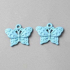 焼付塗装合金ペンダント  バタフライチャーム  ディープスカイブルー  16.5x20x2mm  穴：1.5mm&nbsp;FIND-TAC0011-82C