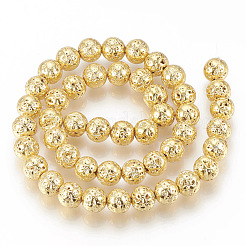 Electroplated Natural Lava Rock Beads Strands&nbsp;X-G-T061-55A-4mm