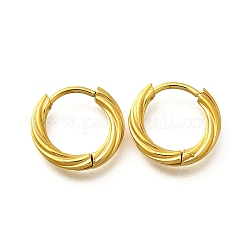 女性用304ステンレスフープピアス  イオンプレーティング（ip）  ツイストリング  14KGP本金メッキ  13.5x2.5mm&nbsp;EJEW-M068-14G-07