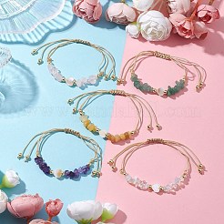 宝石チップ編みビーズブレスレット  女性用調節可能なハート型天然淡水貝ブレスレット  内径：1~3インチ（2.4~7.5cm）&nbsp;BJEW-JB10833
