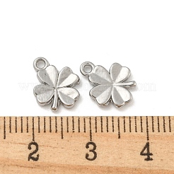 変色しない304ステンレススチールチャーム  クローバーチャーム  ステンレス鋼色  9x9.5x1.5mm  穴：1.2mm&nbsp;STAS-N103-84P