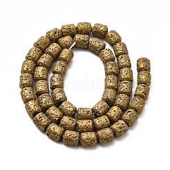 電気メッキされた天然溶岩岩ビーズ連売り  コラム  黄金メッキ  8x6.5mm  穴：1mm  約50~51個/連  15.35~15.55インチ（39~39.5cm）&nbsp;G-G984-16B