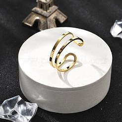 女性用304ステンレススチール中空カフリング  18KGP本金メッキ  7.5mm  調整可能&nbsp;RJEW-S395-01G
