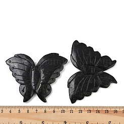 天然ブラックゴールド宝石彫刻ビーズ  蝶  54~59x72~76x5~8mm  穴：1.3~1.6mm&nbsp;G-G202-02