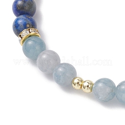 Natural Lapis Lazuli &  Quartz & Shell Pearl Round Beads Stretch Bracelets for Women&nbsp;BJEW-JB12229-03