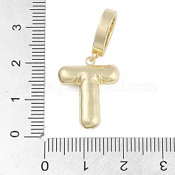 真鍮マイクロパヴェクリアキュービックジルコニアペンダント  長持ちメッキ  文字  文字t  19.5x16x4.5mm  穴：8.5x5.5mm&nbsp;KK-M289-01T-G